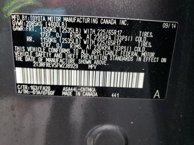Photo 14 from auction – 2015 TOYOTA RAV4 XLE with VIN 2T3RFREV5FW238929