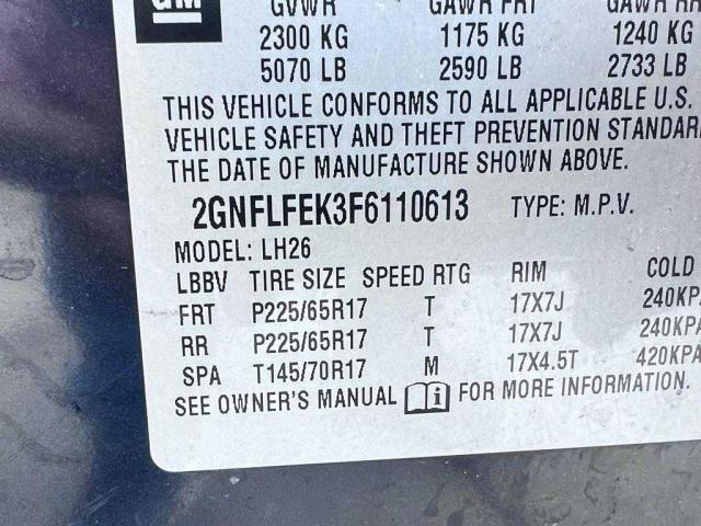Photo 10 from auction – 2015 CHEVROLET EQUINOX LT with VIN 2GNFLFEK3F6110613
