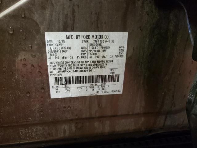 Photo 14 from auction – 2019 FORD EDGE SEL with VIN 2FMPK4J94KBB40756