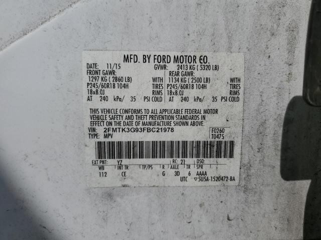 Photo 14 from auction – 2015 FORD EDGE SE with VIN 2FMTK3G93FBC21978