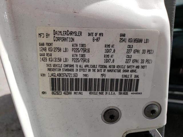 Photo 14 from auction – 2007 JEEP LIBERTY SP with VIN 1J4GL48K97W721163