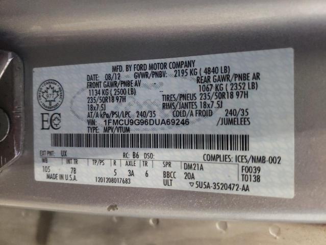 Photo 14 from auction – 2013 FORD ESCAPE SE with VIN 1FMCU9G96DUA69246