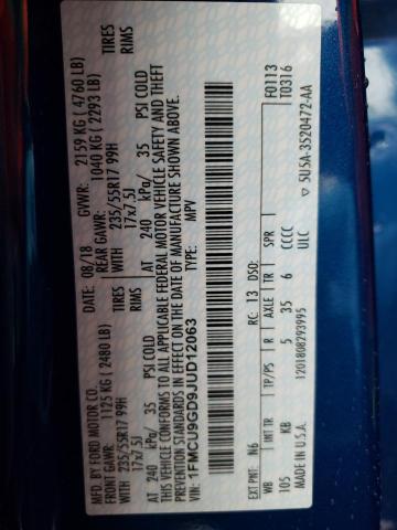 Photo 14 from auction – 2018 FORD ESCAPE SE with VIN 1FMCU9GD9JUD12063