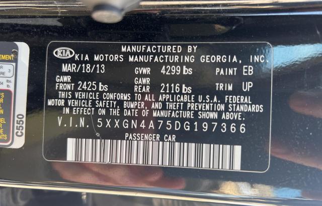 Photo 10 from auction – 2013 KIA OPTIMA EX with VIN 5XXGN4A75DG197366