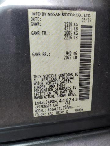 Photo 14 from auction – 2015 NISSAN ALTIMA 2.5 with VIN 1N4AL3AP8FC446743