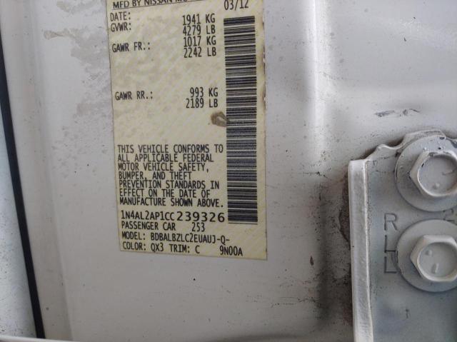 Photo 10 from auction – 2012 NISSAN ALTIMA BAS with VIN 1N4AL2AP1CC239326