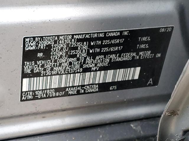 Photo 14 from auction – 2020 TOYOTA RAV4 LE with VIN 2T3G1RFV3LC137549