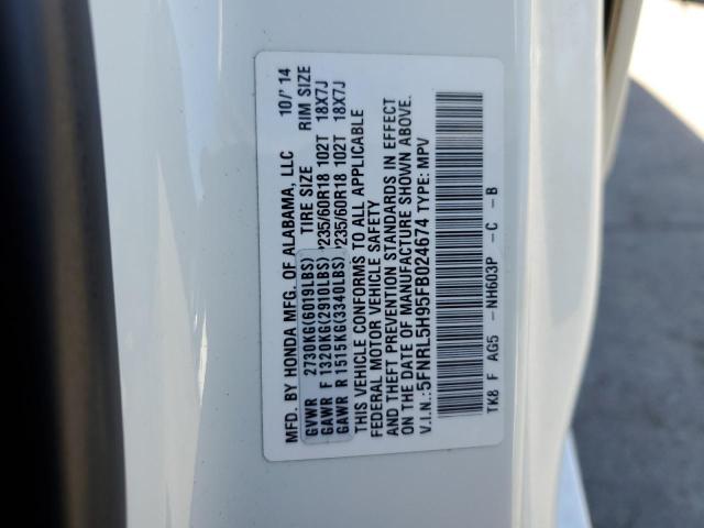 Photo 14 from auction – 2015 HONDA ODYSSEY TO with VIN 5FNRL5H95FB024674