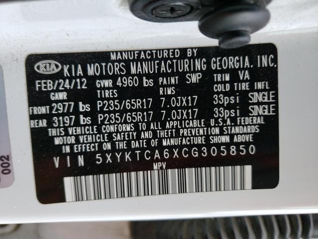 Photo 14 from auction – 2012 KIA SORENTO BA with VIN 5XYKTCA6XCG305850