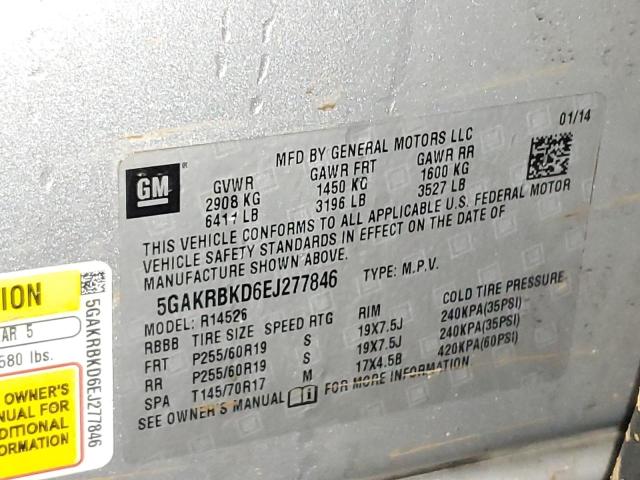 Photo 14 from auction – 2014 BUICK ENCLAVE with VIN 5GAKRBKD6EJ277846