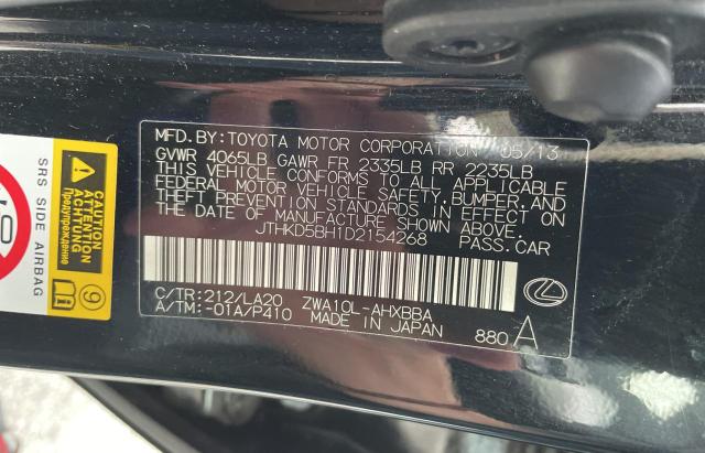 Photo 10 from auction – 2013 LEXUS CT 200 with VIN JTHKD5BH1D2154268