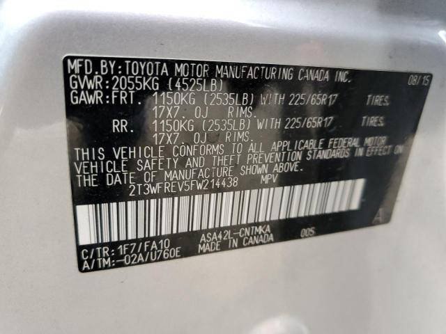 Photo 14 from auction – 2015 TOYOTA RAV4 XLE with VIN 2T3WFREV5FW214438