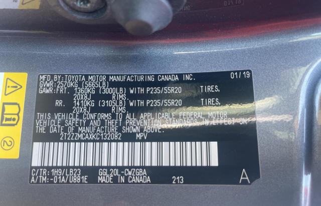 Photo 10 from auction – 2019 LEXUS RX 350 BAS with VIN 2T2ZZMCAXKC132082