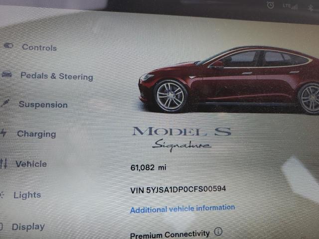 Photo 9 from auction – 2012 TESLA MODEL S with VIN 5YJSA1DP0CFS00594