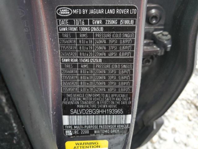 Photo 14 from auction – 2017 LAND ROVER RANGE ROVE with VIN SALVD2BG9HH193965