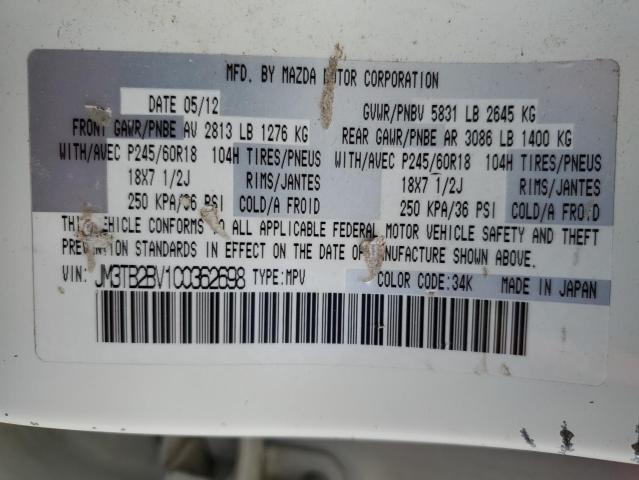 Photo 14 from auction – 2012 MAZDA CX-9 with VIN JM3TB2BV1C0362698