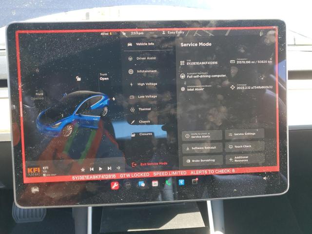 Photo 9 from auction – 2019 TESLA MODEL 3 with VIN 5YJ3E1EA9KF412816