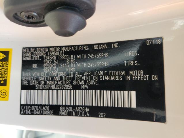 Photo 14 from auction – 2018 TOYOTA HIGHLANDER with VIN 5TDYZRFH8JS282056