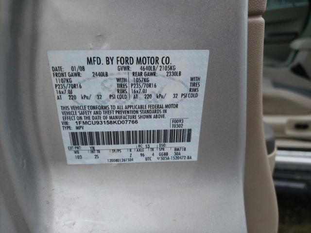 Photo 14 from auction – 2008 FORD ESCAPE XLT with VIN 1FMCU93158KD07766