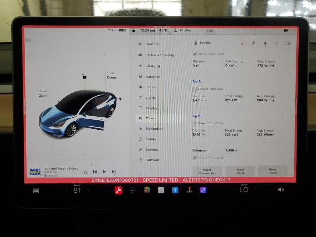 Photo 9 from auction – 2022 TESLA MODEL 3 with VIN 5YJ3E1EA0NF369701