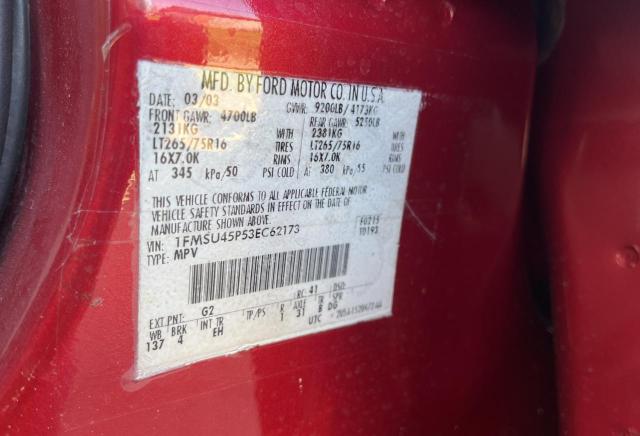 Photo 10 from auction – 2003 FORD EXCURSION with VIN 1FMSU45P53EC62173