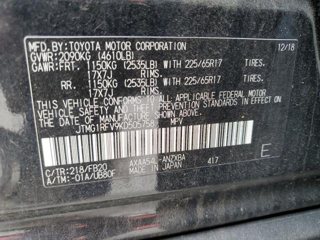 Photo 14 from auction – 2019 TOYOTA RAV4 LE with VIN JTMG1RFV9KD505758