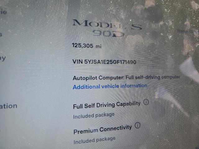 Photo 9 from auction – 2016 TESLA MODEL S with VIN 5YJSA1E25GF171490