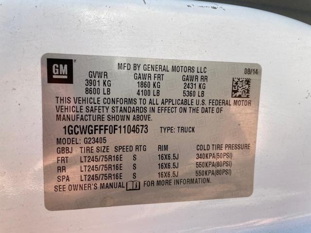 Photo 10 from auction – 2015 CHEVROLET EXPRESS G2 with VIN 1GCWGFFF0F1104673