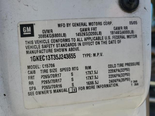 Photo 14 from auction – 2005 GMC YUKON with VIN 1GKEC13T35J243655