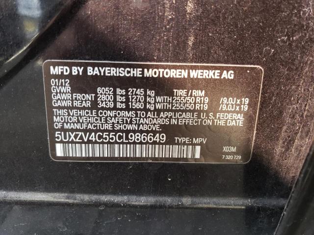 Photo 14 from auction – 2012 BMW X5 XDRIVE3 with VIN 5UXZV4C55CL986649