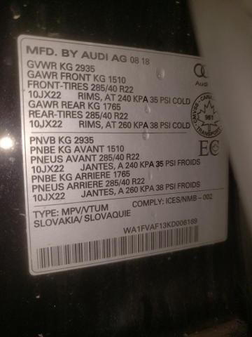 Photo 14 from auction – 2019 AUDI Q8 PRESTIG with VIN WA1FVAF13KD006169
