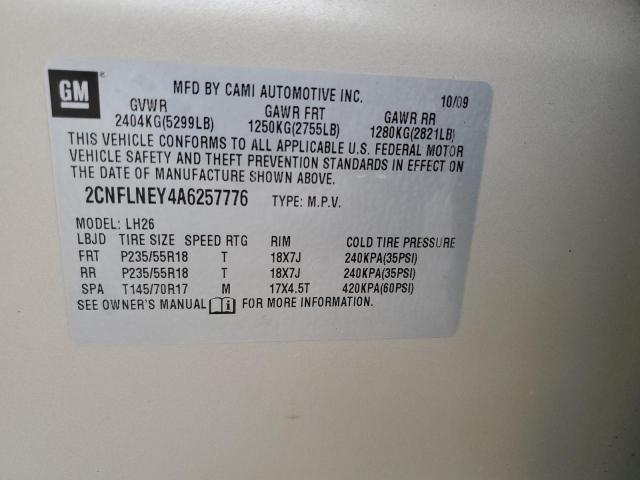 Photo 14 from auction – 2010 CHEVROLET EQUINOX LT with VIN 2CNFLNEY4A6257776