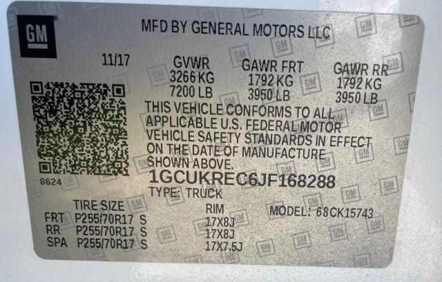 Photo 10 from auction – 2018 CHEVROLET SILVERADO with VIN 1GCUKREC6JF168288