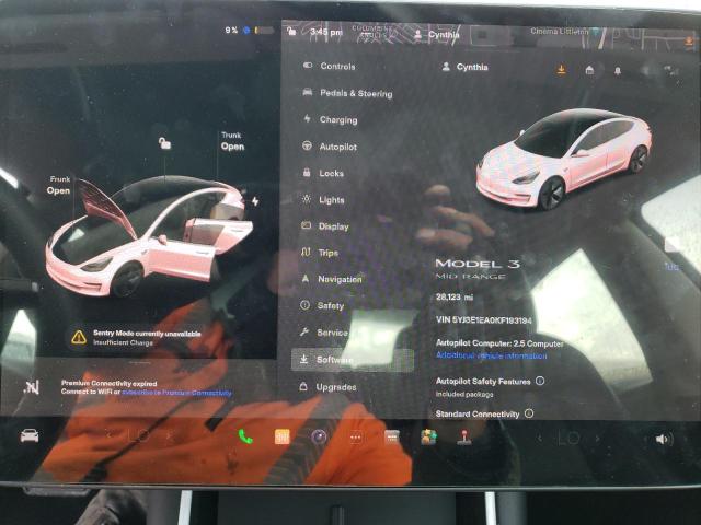 Photo 9 from auction – 2019 TESLA MODEL 3 with VIN 5YJ3E1EA0KF193194