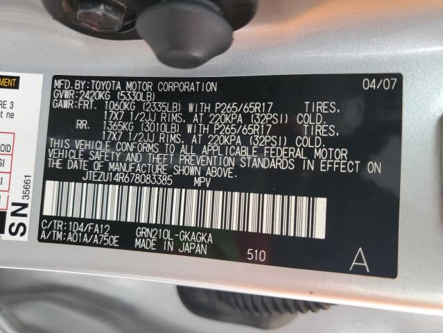 Photo 14 from auction – 2007 TOYOTA 4RUNNER SR with VIN JTEZU14R678083385
