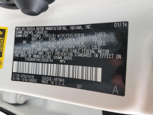 Photo 14 from auction – 2014 TOYOTA HIGHLANDER with VIN 5TDZKRFH4ES009744