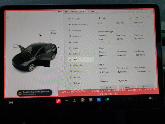 Photo 9 from auction – 2022 TESLA MODEL Y with VIN 7SAYGDEE3NF401595