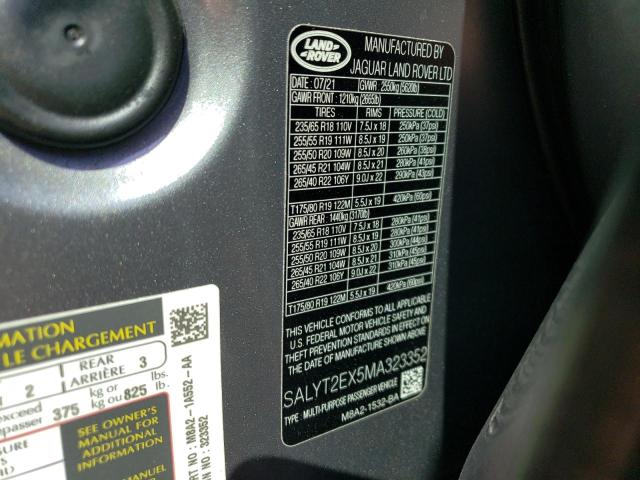 Photo 14 from auction – 2021 LAND ROVER RANGE ROVE with VIN SALYT2EX5MA323352