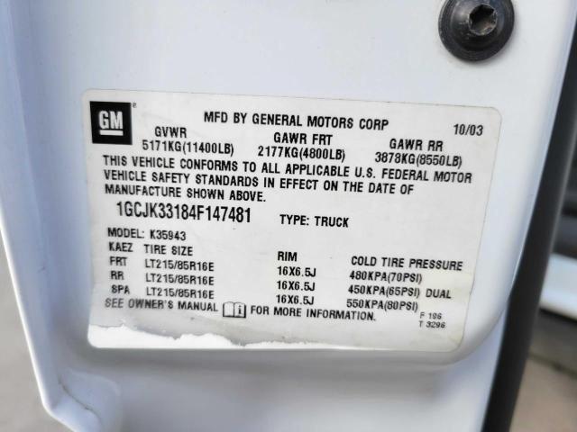 Photo 10 from auction – 2004 CHEVROLET SILVERADO with VIN 1GCJK33184F147481