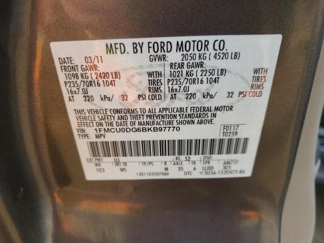 Photo 14 from auction – 2011 FORD ESCAPE XLT with VIN 1FMCU0DG6BKB97770