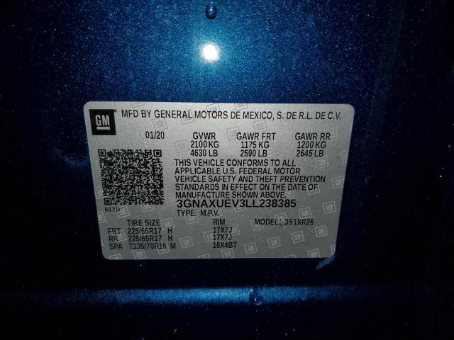 Photo 14 from auction – 2020 CHEVROLET EQUINOX LT with VIN 3GNAXUEV3LL238385