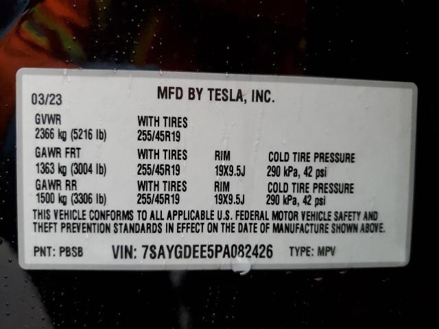 Photo 14 from auction – 2023 TESLA MODEL Y with VIN 7SAYGDEE5PA082426