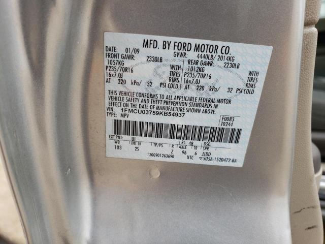 Photo 14 from auction – 2009 FORD ESCAPE XLT with VIN 1FMCU03759KB54937
