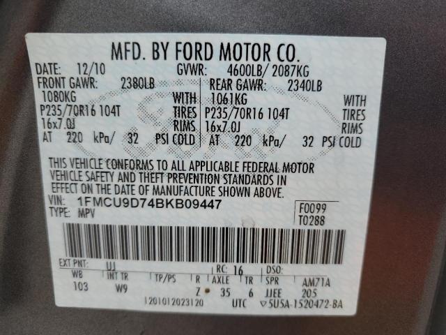 Photo 14 from auction – 2011 FORD ESCAPE XLT with VIN 1FMCU9D74BKB09447