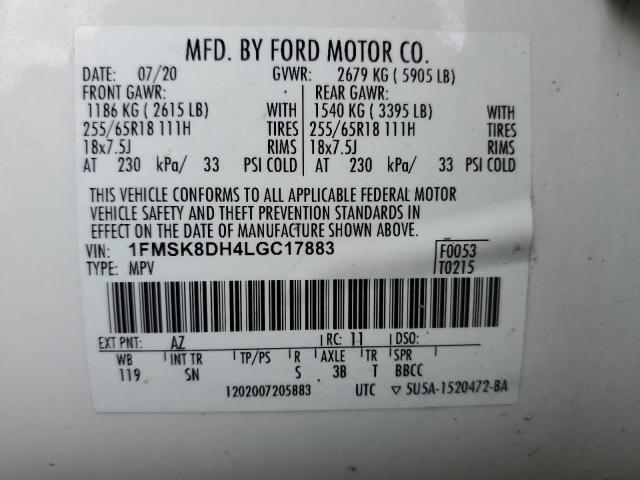 Photo 14 from auction – 2020 FORD EXPLORER X with VIN 1FMSK8DH4LGC17883