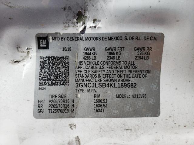 Photo 14 from auction – 2019 CHEVROLET TRAX 1LT with VIN 3GNCJLSB4KL189582
