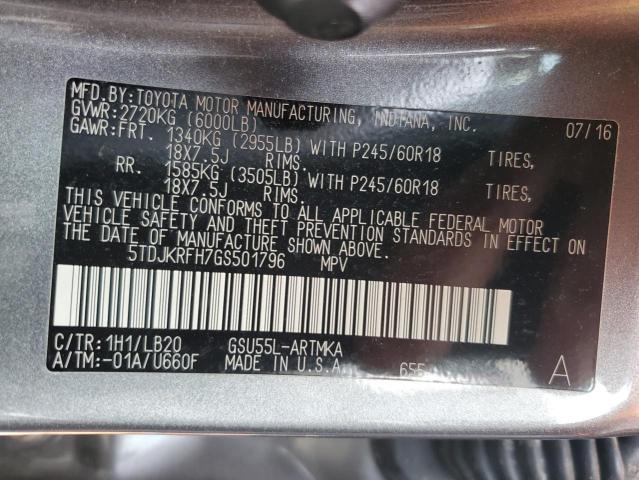 Photo 14 from auction – 2016 TOYOTA HIGHLANDER with VIN 5TDJKRFH7GS501796