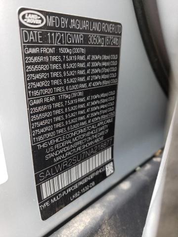 Photo 14 from auction – 2022 LAND ROVER RANGE ROVE with VIN SALWR2SU7NA218877