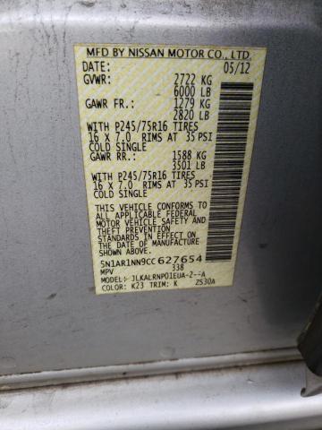 Photo 14 from auction – 2012 NISSAN PATHFINDER with VIN 5N1AR1NN9CC627654