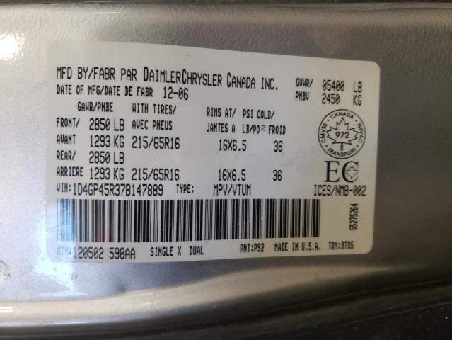 Photo 14 from auction – 2007 DODGE CARAVAN SX with VIN 1D4GP45R37B147889